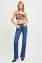 RISEN Full Size Mid Rise Bootcut Frayed Waistband Hem Detail Jeans Plus Size