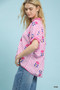 Umgee Stripe Embroidered Button-Front Boho Blouse