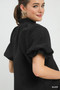 Umgee Textured Puff Sleeve Split Neck Top