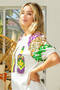 BiBi Sequin Mardi Gras Bottles Spangled Sleeve Top