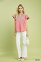 Umgee Embroidered Flutter Sleeve Blouse