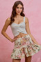 SO ME Floral Print Fit and Flare Mini Skirt