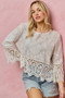 SO ME Floral Embroidered Crochet Lace Trimmed Top