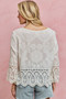 SO ME Floral Embroidered Crochet Lace Trimmed Top