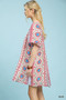Umgee Mixed Print Puff Sleeve Mini Dress