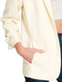 Zenana Woven 3/4 Ruched Sleeve Open Front Classic Blazer