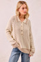 BiBi Half Button Ribbed Two Tone Sweater