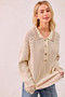 BiBi Half Button Ribbed Two Tone Sweater