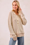 BiBi Half Button Ribbed Two Tone Sweater
