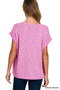 Zenana Hacci Slub Rolled Up Sleeve Tee