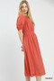 Umgee Zip-Front Smocked Waist Midi Dress