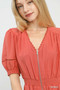 Umgee Zip-Front Smocked Waist Midi Dress