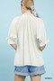 Umgee Linen Scalloped Ruffle Neck Blouse