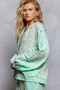 POL Exposed Seam Button Down Hooded Jacket with Lace Detail
