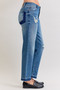 Judy Blue Full Size Mid Rise Bf Patch & Repair Destroy Release Hem Jeans Plus Size