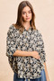 BiBi Floral Jacquard Short Dolman Sleeves Shirt