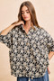 BiBi Floral Jacquard Short Dolman Sleeves Shirt