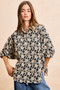 BiBi Floral Jacquard Short Dolman Sleeves Shirt