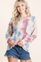BiBi Tie Dye Print Terry Top With Front Patch Pocket
