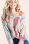 BiBi Tie Dye Print Terry Top With Front Patch Pocket
