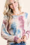 BiBi Tie Dye Print Terry Top With Front Patch Pocket