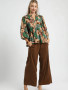 Umgee Mix Floral Peplum Blouse with Tie Neck