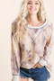 BiBi Tie Dye Terry Pull Over With Contrast Stitching