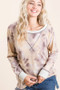 BiBi Tie Dye Terry Pull Over With Contrast Stitching