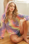 BiBi Tie Dye Terry Hoodie With Twill Tape Drawstring