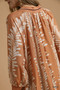Umgee Leaf Print Notched Mini Babydoll Dress