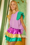 BiBi Mardigras Theme Frayed Edge Ruffled Top