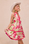 BiBi Floral Woven Contrast Edge Tiered Ruffle Mini Dress