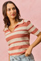 SO ME Stripe Short Sleeve Cropped Sweater