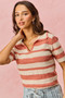 SO ME Stripe Short Sleeve Cropped Sweater