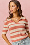 SO ME Stripe Short Sleeve Cropped Sweater