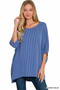 Zenana Raised Rib Bat Sleeve Top