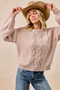 BiBi Cable Knit Sweater with Shoulder Braid Detail