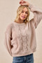BiBi Cable Knit Sweater with Shoulder Braid Detail