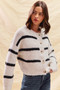 SO ME Stripe Soft Touch Button Cozy Sweater Cardigan