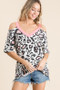 BiBi Leopard Print Top with Shoulder Cut Out