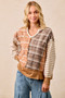 BiBi Plaid And Stripe Mix And Match Top With Open Seam