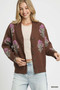 Umgee Single Flower Stem Jacquard Cardigan Sweater