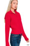Zenana Ribbed Collared Zip Up Sweater Cardigan