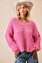 BiBi V-Neck Sweater with Colorful Trim