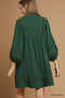Umgee Textured Babydoll Dress with Leopard Trim