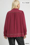 Umgee Full Size Linen Scallop Hem Blouse with Contrast Trim Plus Size