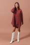 SO ME Christmas Checker Plaid Button Up Shirt Dress