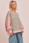 BiBi Stripe Mixed Top With Cut Edge And Reverse Outseam