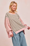 BiBi Stripe Mixed Top With Cut Edge And Reverse Outseam