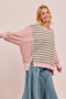 BiBi Stripe Mixed Top With Cut Edge And Reverse Outseam